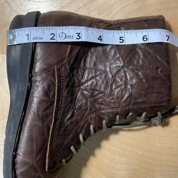 Clarks Bendables Nikki Plaza Genuine Leather Combat Boots - Brown - Picture 10 of 10